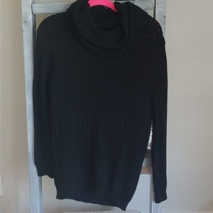 Waffle knit cowl neck sweater